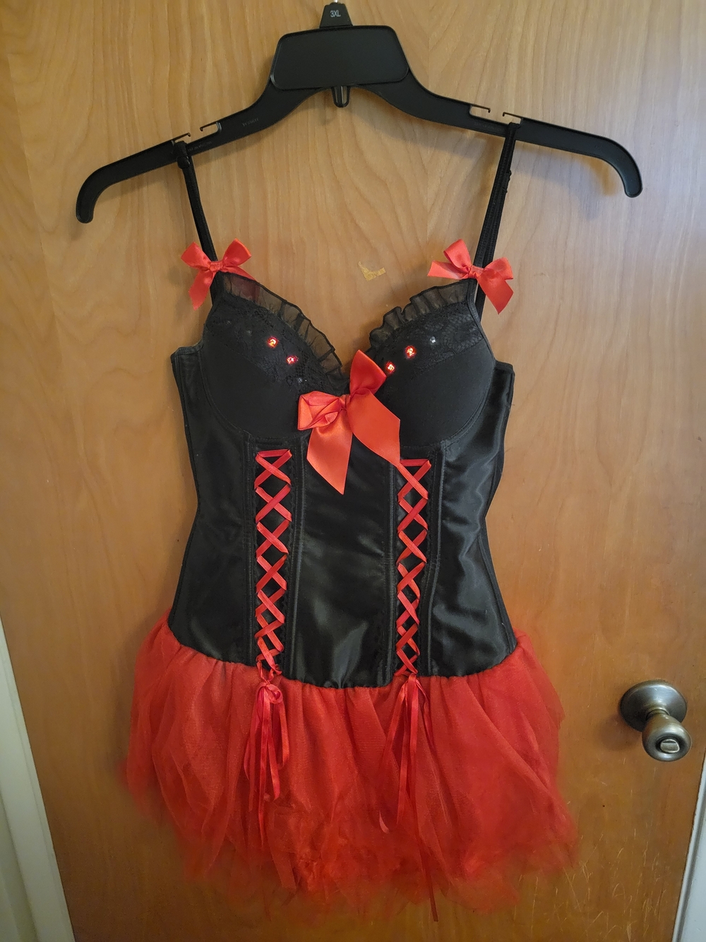 Black and Red Corset Halloween Costume with Tulle Skirt
